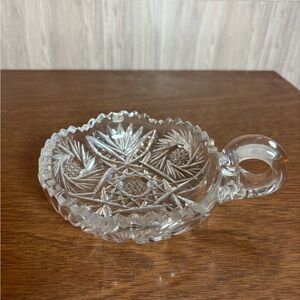 American Brilliant Period Cut Crystal Handled Candy Dish